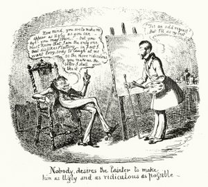 Ingen önskar att målaren ska göra honom så ful och så löjlig som möjligt (gravyr) av George Cruikshank