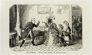 Oktober - Mars och Venus i opposition från George Cruikshanks stålgravyrer till The Comic Almanacks: 1835-1853 av George Cruikshank