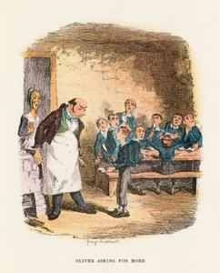 Oliver Asking for More, illustration för "Oliver Twist" av Charles Dickens