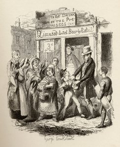 Oliver hävdade av sina tillgivna vänner, från "The Adventures of Oliver Twist" av Charles Dickens (1812-70) 1838, publicerad av Chapman und Hall, 1901 av George Cruikshank
