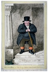 "Ett av lejonen - eller den levande statyn på London Museum", 1817 av George Cruikshank