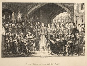 Drottning Janes Entré in i tornet, från The Tower of London, pub. 1840 av George Cruikshank