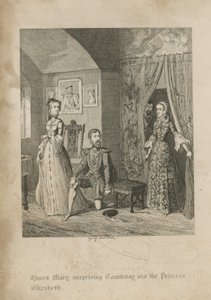 Drottning Mary överraskade Courtenay och prinsessan Elizabeth av George Cruikshank