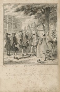 Randulph Crew introducerade till Beau Villiers på köpcentret av George Cruikshank