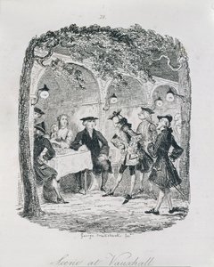 Scen i Vauxhall, från "Amelia", graverad av konstnären, illustration från "The Works of Henry Fielding", pub. av Henry G. Bohn, 1853 av George Cruikshank