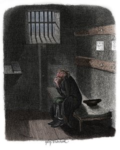 Scen från Oliver Twist av Charles Dickens, 1837