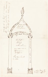 Skiss av Octagon Recess med kolumner av George Cruikshank