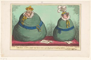 Spotprent op konung George IV och koningin Caroline, 1820 Ah! Visst har ett sådant par aldrig setts så rättvist för att mötas av naturen (titel på objekt) av George Cruikshank