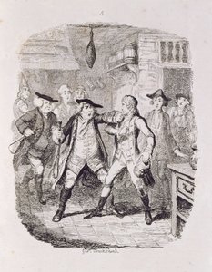 Squire Western Seizing Jones i Upton, från "Tom Jones, the History of a Foundling", graverad av konstnären, illustration från "The Works of Henry Fielding", pub. av Henry G. Bohn, 1853 av George Cruikshank