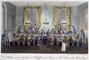 Spelbordet i Palais Royal - i "Life in Paris" av David Carey, London av George Cruikshank
