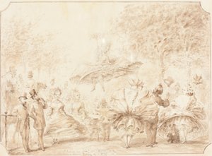 "Taking the Air" i Hyde Park [verso] av George Cruikshank