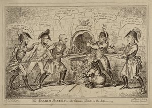 The Allied Bakers or The Corsican Toad in the Hole, publicerad 1 april av George Cruikshank