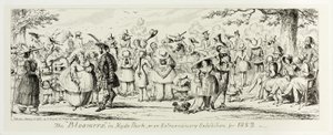 The "Bloomers" in Hyde Park, or an Extraordinary Exhibition for 1852 från George Cruikshanks ståletsningar till The Comic Almanacks: 1835-1853 av George Cruikshank