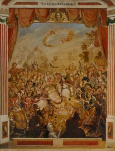 William Shakespeares (1564-1616) första framträdande på Globens scen med en del av hans Dramatiska Kompani 1564 av George Cruikshank