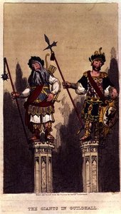 Jättarna i Guildhall, pub. c.1824 av George Cruikshank