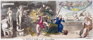 Pall Mall Apollo eller R...ty i en flamma!!! 1816 (färgad gravyr) av George Cruikshank