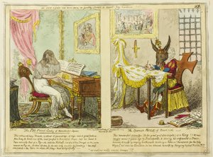 The Pig Faced Lady från Manchester Square och The Spanish Mule från Madrid av George Cruikshank