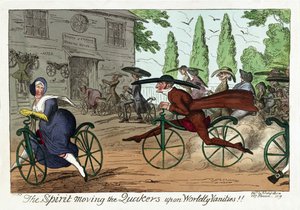 Anden som flyttar kväkarna på världsliga fåfänga!!, pub. 1819 (handfärgad gravyr) av George Cruikshank