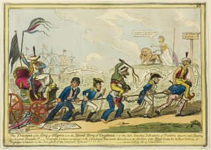 Triumfen av Dey av Alger över Englands marina ära!! av George Cruikshank