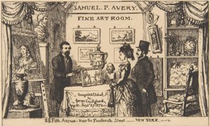 Byteskort för Samuel P. Avery--Fine Art Room, 1873., 1873. av George Cruikshank