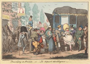 Reser i Frankrike -eller, -Diligensets avgång av George Cruikshank