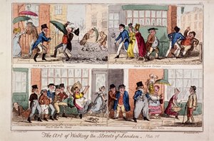 "Walking the streets of London", 1818 av George Cruikshank