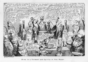 Vin i jäsning och sprit i varmt vatten (gravyr) av George Cruikshank