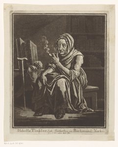 Porträtt av bokförsäljaren Isabella Tinkler i Richmond vid 92 års ålder Isabella Tinkler, sen bokhandlare, i Richmond Yorks (titel på objekt) av George Cuitt (I)
