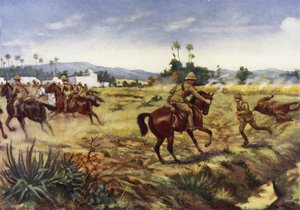 Menige Charles Hull räddar livet på kapten G E D Learoyd, Hafiz Kor, nordvästra gränsen, Indien, 5 september 1915.