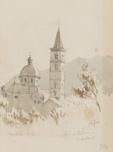 Alassio, från ye Railway, En Passant!, 12 mars 1878 (penna & wc på papper) av George Douglas Tinling