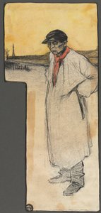 Design för en bokillustration, stående mansfigur, efter 1901. av George Dupuis