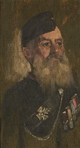 Porträtt av J. Fisher, Rifle Bgde, ca 1920 (olja på panel)