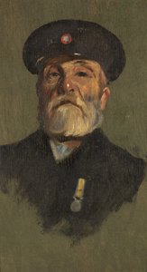 Porträtt av J. Lasbury, R.M.L.I., ca 1920 (olja på panel) av George Edmund Butler
