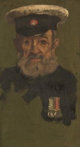 Porträtt av J. Smith, 4th & R.A., ca. 1920 (olja på panel) av George Edmund Butler