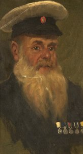 Porträtt av J. Wilson, R.M.A., ca 1920 (olja på panel) av George Edmund Butler