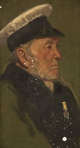 Porträtt av W. Lavington, R.N., ca. 1920 (olja på panel) av George Edmund Butler