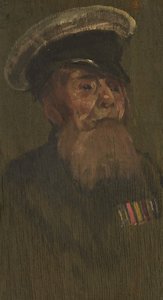 Porträtt av W. Short, R.M.L.I., ca. 1920 (olja på panel) av George Edmund Butler