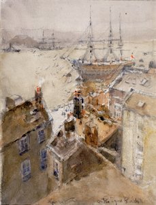 On the Tyne, North Shields (penna och akvarell på papper (klistrad ombord))