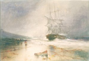 Wreck of the Salween, South Shields Sands (penna och akvarell på papper)