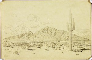 Utan titel (överföringsteckning för Camelback Mountain, Phoenix) av George Elbert Burr