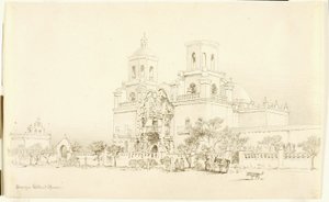 Utan titel (överföringsteckning för San Xavier-missionen, Tucson, Arizona) av George Elbert Burr