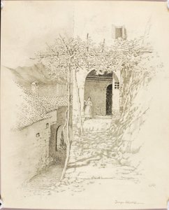 Utan titel (överföringsteckning för Bygata, Luganosjön, Italien [nr 1]) av George Elbert Burr