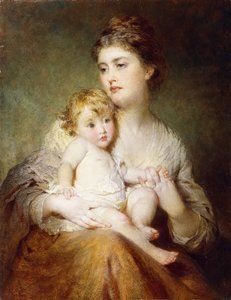 Porträtt av hertiginnan av St. Albans med sin son, 1875 av George Elgar Hicks