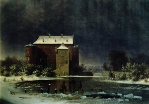 Haunted House in the Snow, 1848 (olja) av George Emil Libert