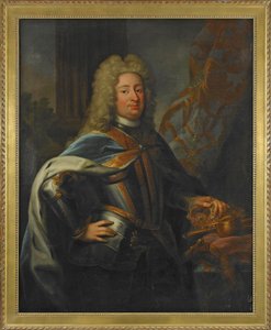 Porträtt av Fredrik I (Frederik I) (1676-1751) Sveriges kung och prins av Finland - Målning av Georg Engelhard Schröder (1684-1750), olja på duk (143x114,5 cm)