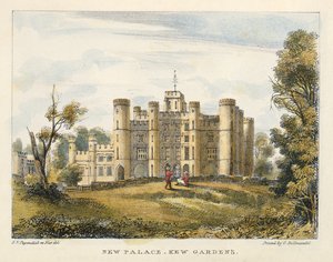 New Palace, Kew Gardens, skylt 1 från Kew Gardens: A Series of Twenty-Four Drawings on Stone, graverad av Charles Hullmandel (1789-1850) publicerad 1820 (handfärgad litho)
