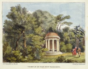 Temple of Pan, Kew Gardens, plåt 12 från Kew Gardens: A Series of Twenty-Four Drawings on Stone, graverad av Charles Hullmandel (1789-1850) publicerad 1820 (handfärgad litho)