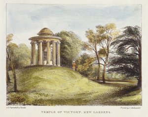 Temple of the Sun, Arboretum, Kew Gardens, plåt 20 från Kew Gardens: A Series of Twenty-Four Drawings on Stone, graverad av Charles Hullmandel (1789-1850) publicerad 1820 (handfärgad litho)