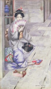 Geisha som dricker te (wc på papper)