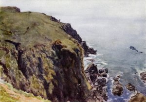 Caerthilian Cove (färg litho)